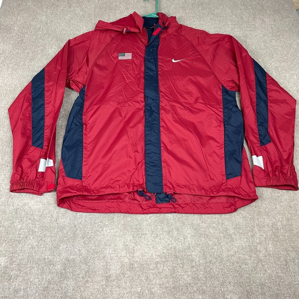Vintage Nike USA Track & Field Windbreaker Jacket Mens Large Red Blue Colorblock